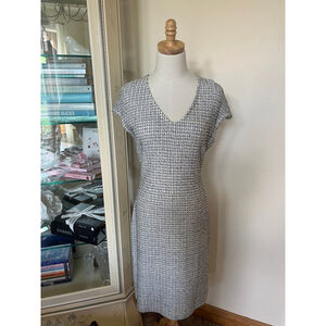 Women's St. John Collection Dress Size 8 Cream Blue Tweed
